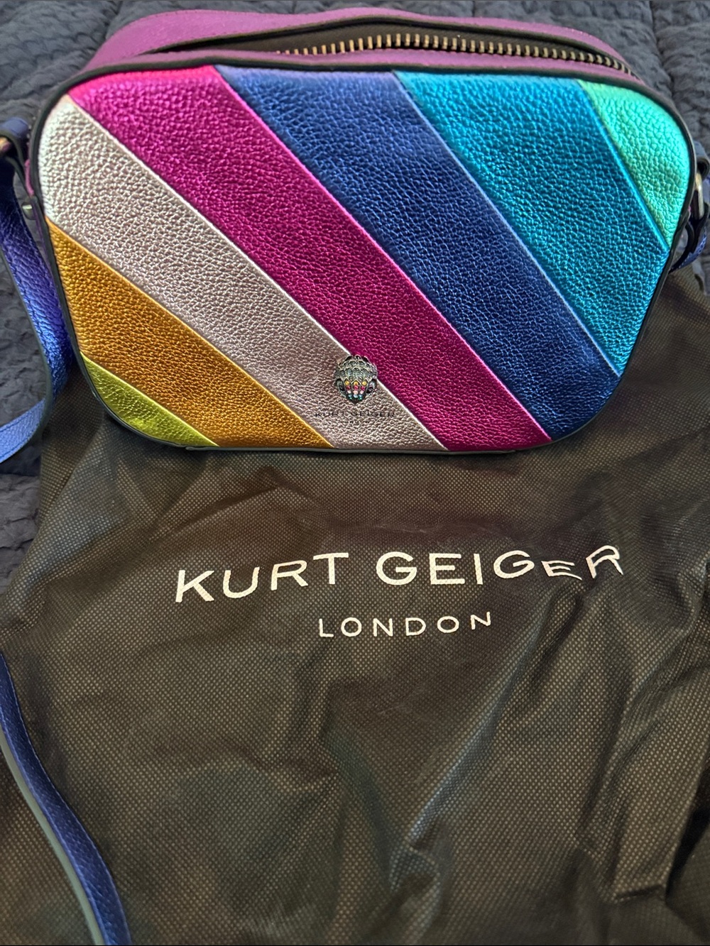 Kurt Geiger Multicolor Diagonal Stripe Crossbody Bag - Picture 2 of 3